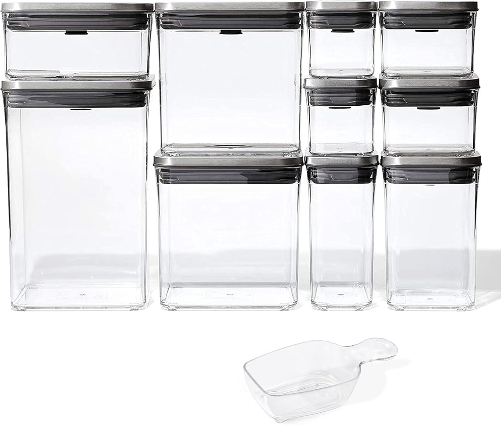 OXO SteeL 12-Piece POP Container Set - Airtight Food Storage Solution for Freshness