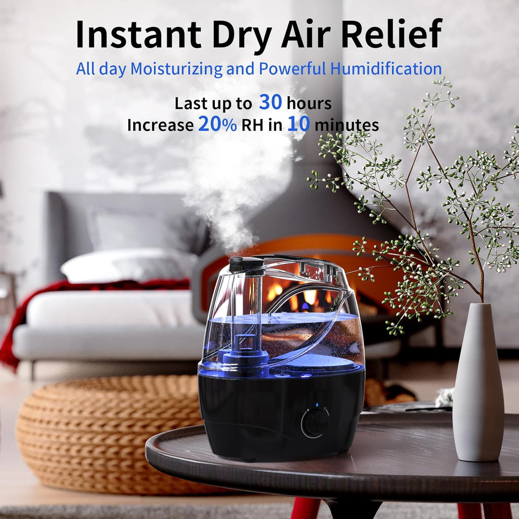 Skiennix Cool Mist Humidifier - 2.2L Whisper-Quiet Operation for Bedroom & Baby | 30-Hour Run Time, 360° Nozzle, BPA Free