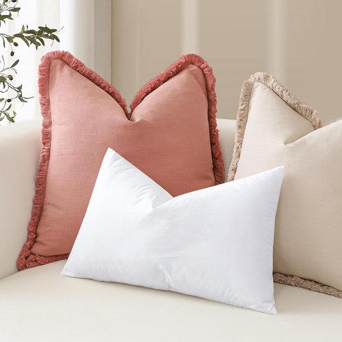 Artscope Synthetic Down Pillow Insert, 16x16 Down Alternative Throw Pillow Insert. Ultra Soft Fluffy Sleeping Pillow with 100% Cotton Cover, Decorative Pillows Set of 4-White.