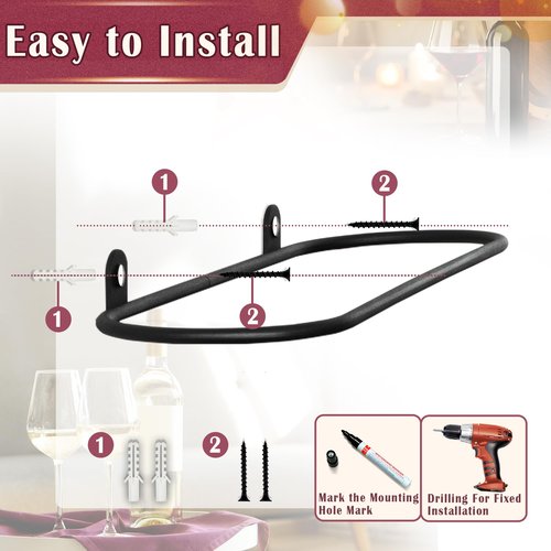 Decoeco Wall Mounted Wine Rack: Horizontal Wine Holder with Sturdy Construction - Wine Racks Display for Kitchen Bar Home Dining Décor - 8 Packs