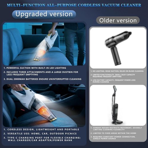Dustbuster Cordless Handheld Vacuum - Portable Rechargeable Vacuum with Strong Suction & LED Light for Home & Car