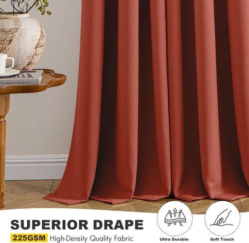 MIULEE Burnt Orange Blackout Curtains - 90-Inch Thermal Insulated Drapes for Noise Reduction | 2 Panels