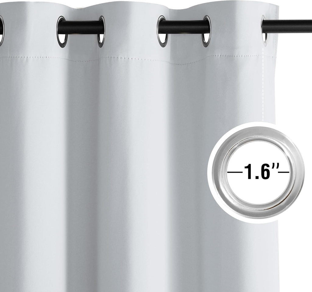 NICETOWN Room Darkening Curtains - Greyish White Drapery Panels, 52" x 84" for Ultimate Light Control