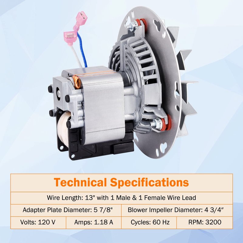 Criditpid Replacement A-E-027 Combustion Blower Motor for Breckwell Pellet Stove P22, P23, P24, P26, P2000, P2700, Big E Models, Exhaust Blower for US Stove 5040 Pellet Stoves.(Without Housing)