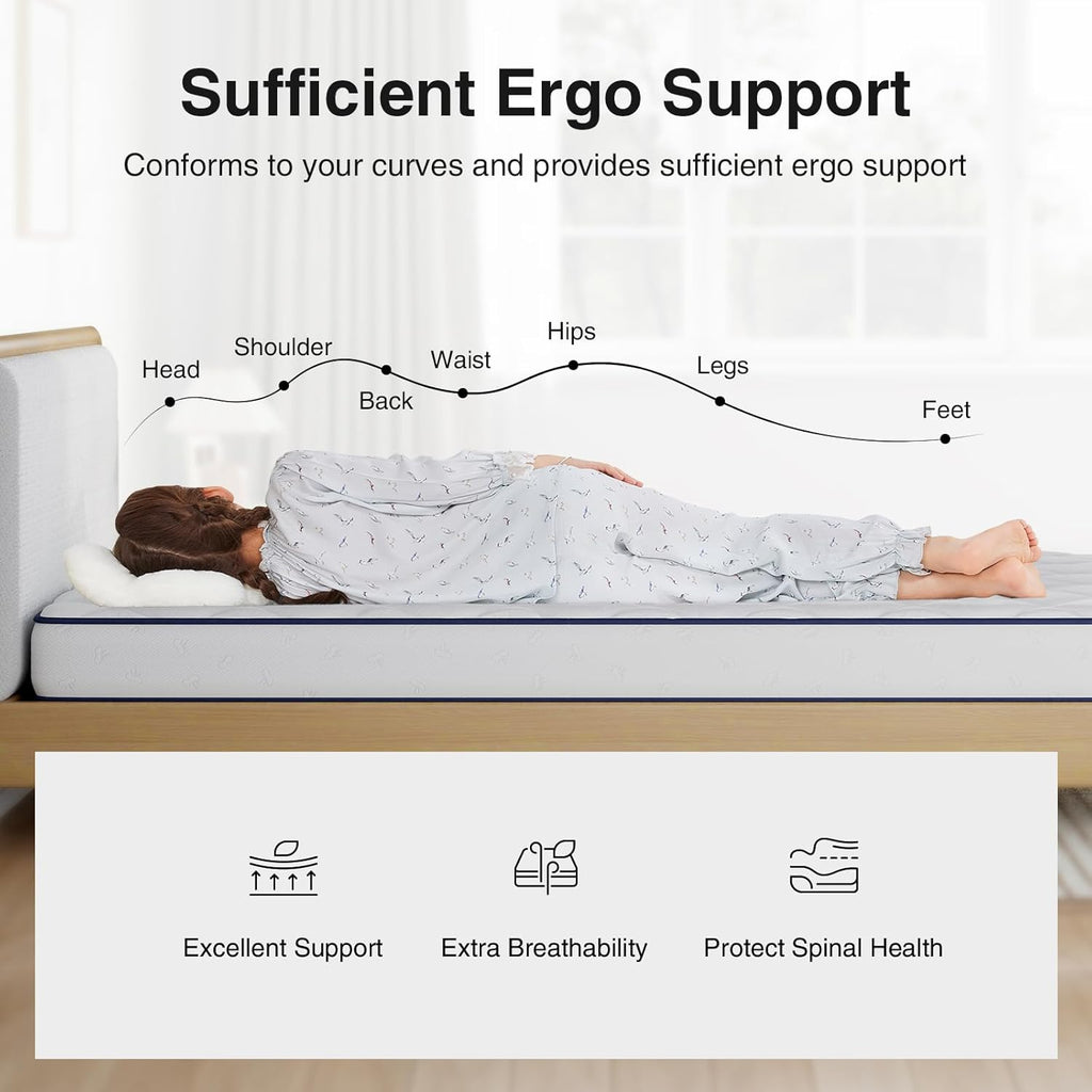 Novilla 6 Inch Queen Mattress - Bonnell Spring Design for Spine Support | Cooling Adaptive Foam, Medium Feel