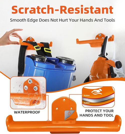Heavy Duty Backpack Leaf Blower Hanger - 2 Pack Wall Mount for Sprayers & Chainsaws | Garage Storage Solution