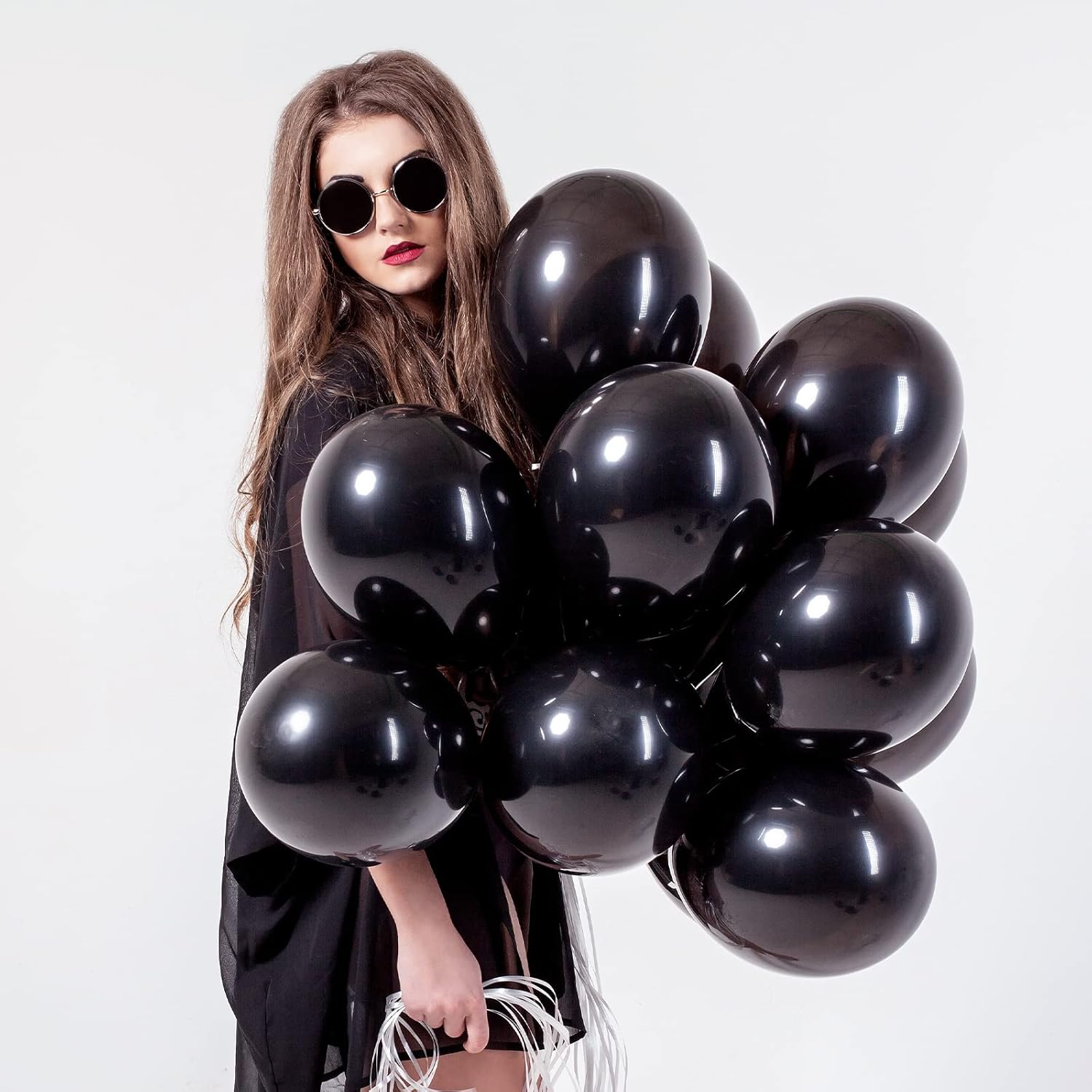 RUBFAC Black Balloons - Premium Latex Party Balloons in 5/10/12/18 Inches | 105pcs for Halloween & Celebrations
