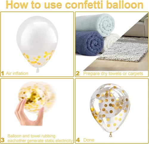 Bezente Gold Confetti Balloons - 12-Inch Helium Balloons with Golden Dots | 60 Pack for Parties & Events