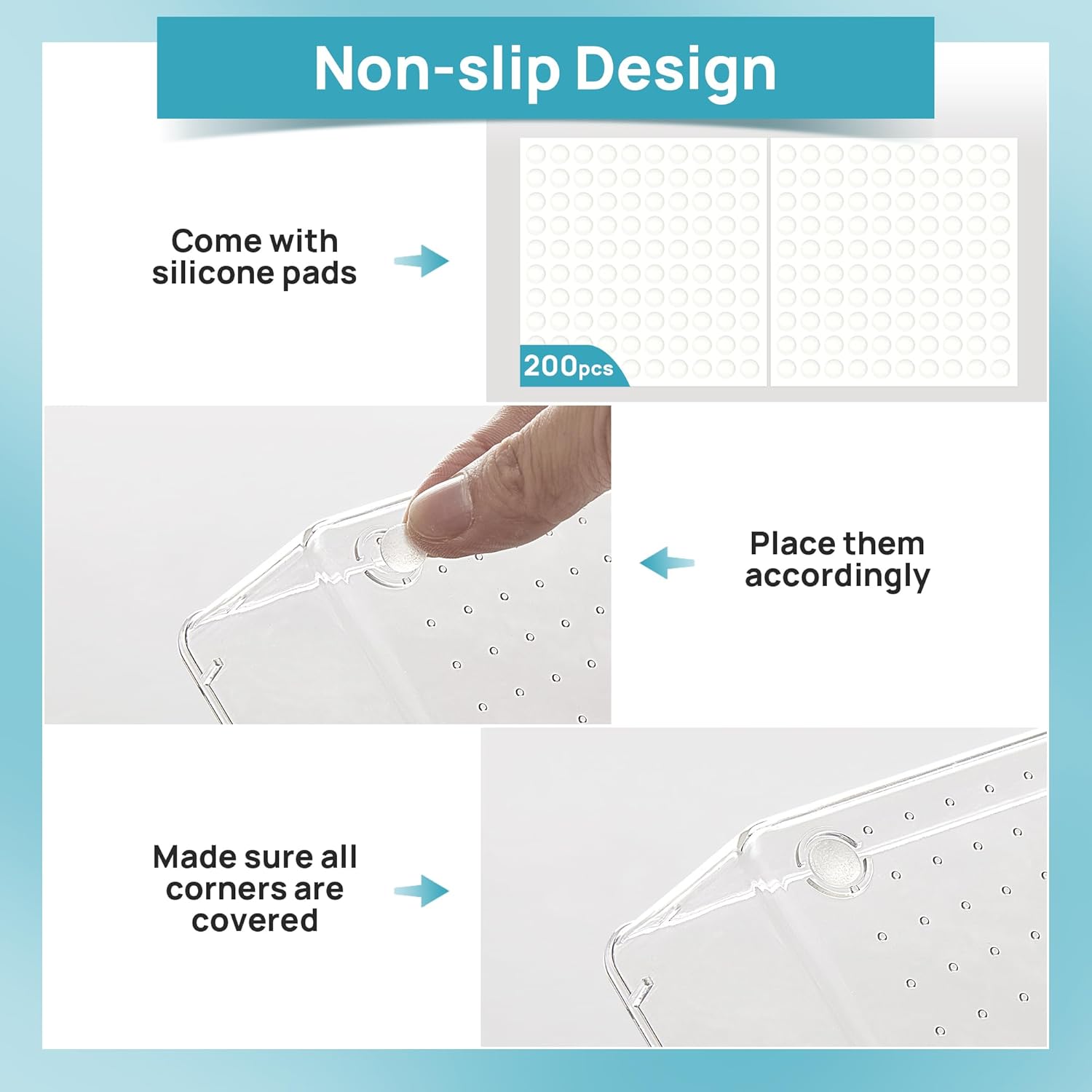 Vtopmart 44 PCS Clear Plastic Drawer Organizers - Versatile Non-Slip Storage Trays for Bathroom, Vanity & Office
