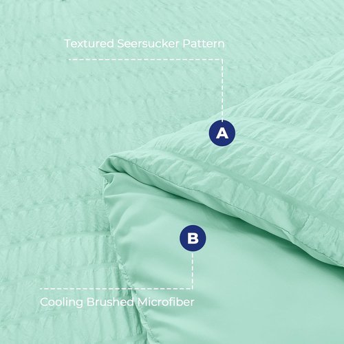 HYMOKEGE Twin Comforter Set - Mint Green Seersucker 5-Piece All-Season Luxury Bedding Set