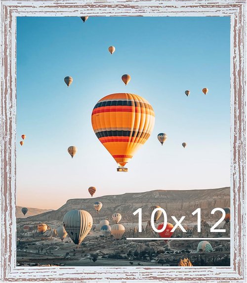 JCJMY 10x12 Rustic White Picture Frame - Versatile Wall Hanging for Horizontal or Vertical Display