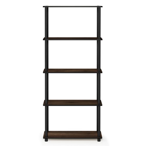 Furinno Besi 5-Tier Industrial Multipurpose Shelf Display Rack with Metal Frame, Wide, Finn Oak