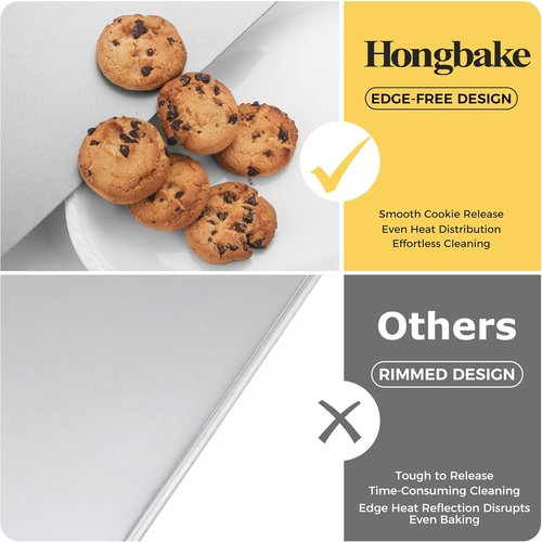 HONGBAKE Large Nonstick Cookie Sheet - Insulated Baking Pan Set, 16" X 14", Grey Finish