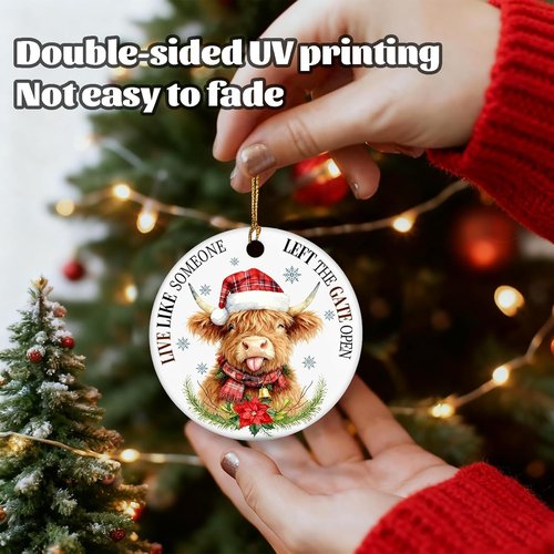 Highland Cow Christmas Tree Ornaments - Farmhouse Decor for 2026 | Live Like Someone Left the Gate Open