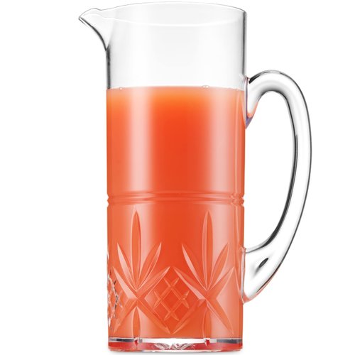 Godinger Pitcher and Highball Drinking Glasses Set, Acrylic Shatterproof Water Jug Pitcher with Tall Drinking Cups - Dublin Collection