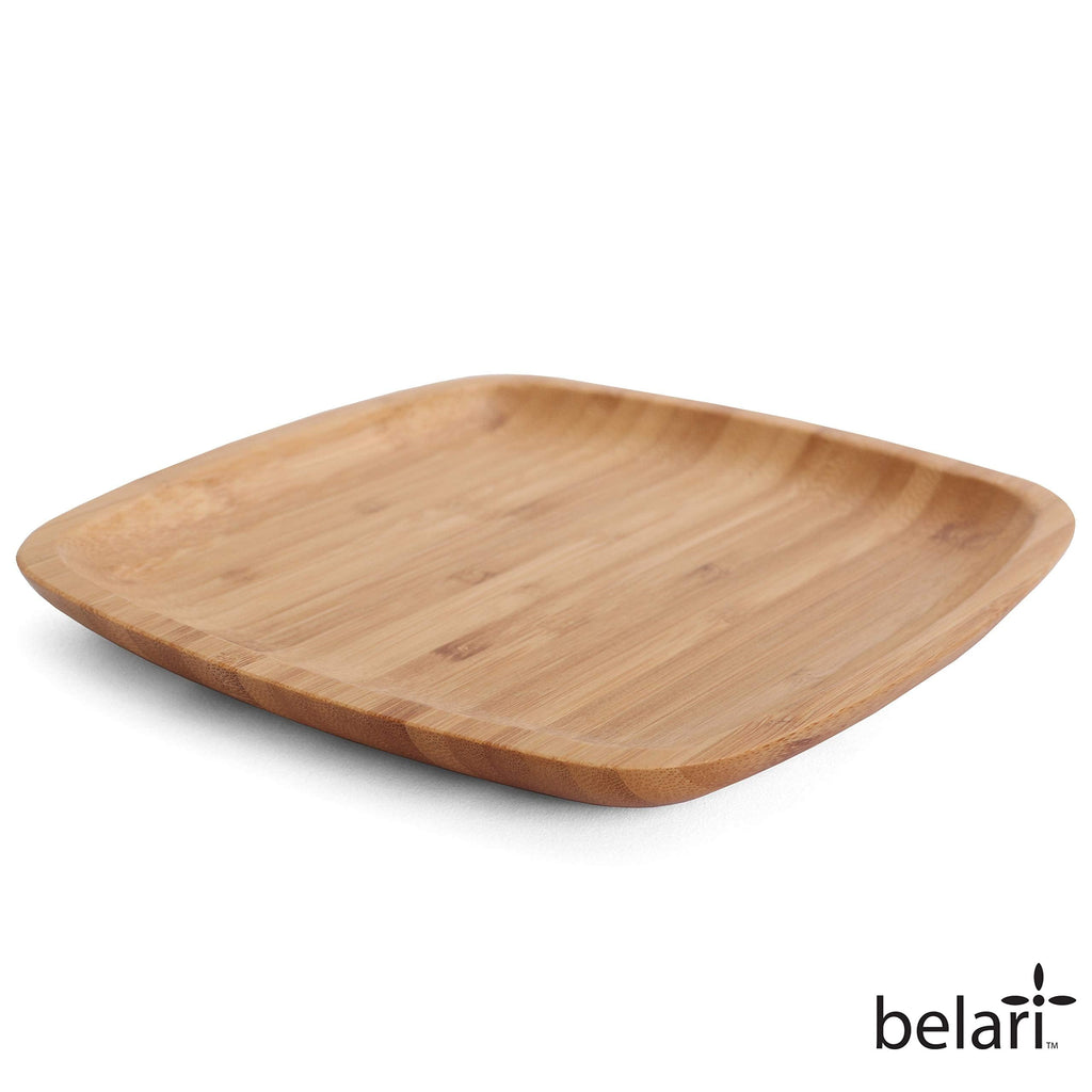 Belari 8" Bamboo Plate Set - Bamboo Reusable Plates - Square Bamboo Plates - Wood Plates Dinnerware - Bamboo Dinner Plates - Bamboo Dinnerware Set - Eco Friendly Plates (8 Pack / 8" Square)