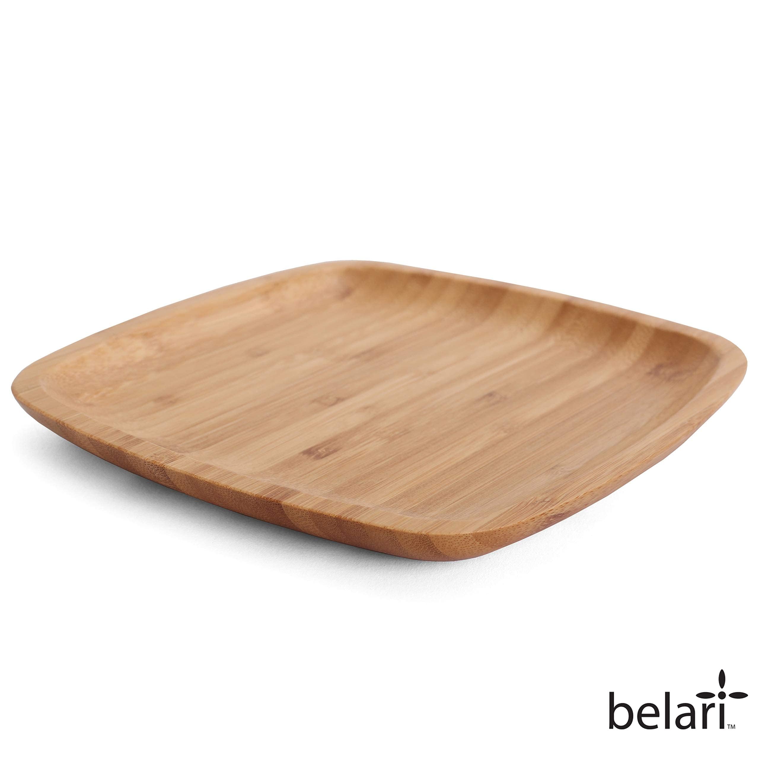 Belari 8" Bamboo Plate Set - Bamboo Reusable Plates - Square Bamboo Plates - Wood Plates Dinnerware - Bamboo Dinner Plates - Bamboo Dinnerware Set - Eco Friendly Plates (8 Pack / 8" Square)