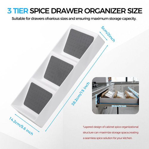 ideamake Kitchen Drawer Organizer,2 Pack,Pantry Organizers and Storage,Spice Rack Organizer for Cabinet, Making up Organizer, Bottle Rack,Bottles Holder,Spice Bottle Organizer