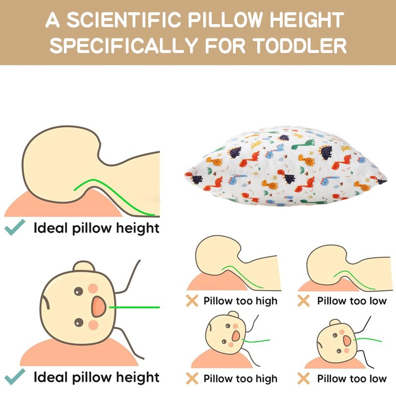 Bunnikins & Clover Toddler Pillows with Pillowcase, 13"x18" Soft Cotton Kid Pillows for Sleeping, Bedding Small Pillow for Boys and Girls Aged 2-5 Years