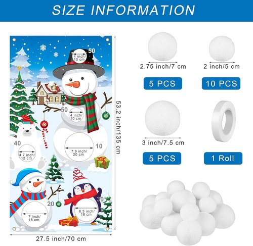 Elcoho Snow Toss Games Set - 22 Pieces with Balls & Drawstring Bag for Indoor/Outdoor Winter Fun