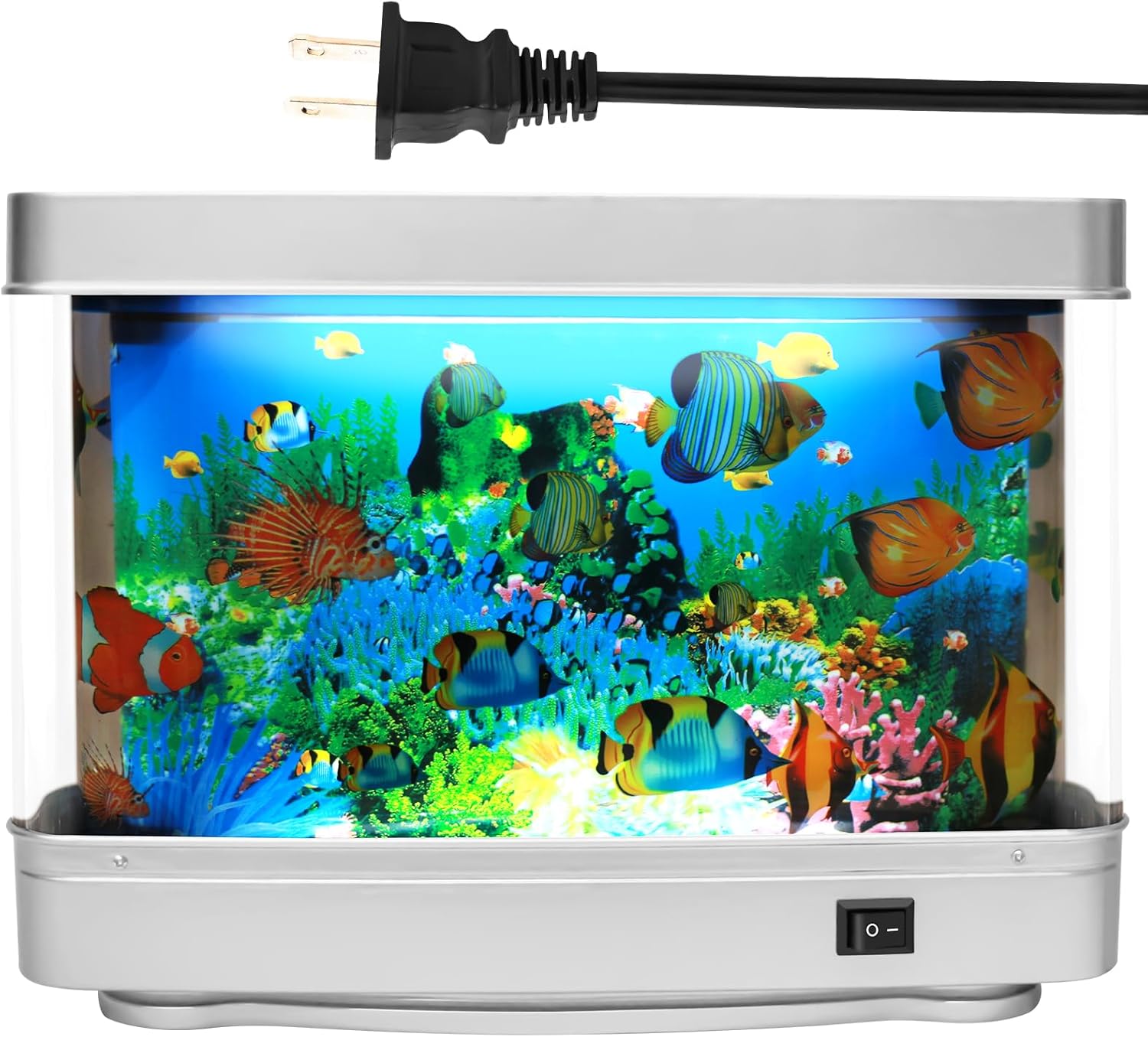 Skiennix Fake Fish Tank Baby Aquarium Toy - Mini Crib Lamp with Moving Fish Night Light | Perfect Gift for Kids & Cat Lovers