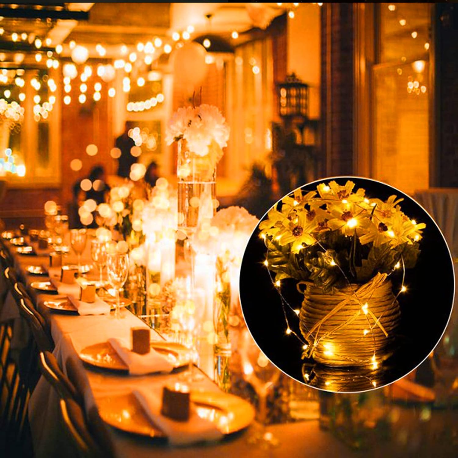 Yiaht 12 Pack Fairy Lights - Battery Operated 7 Feet String Lights | Waterproof Silver Wire for Bedroom, Party, Wedding, Christmas