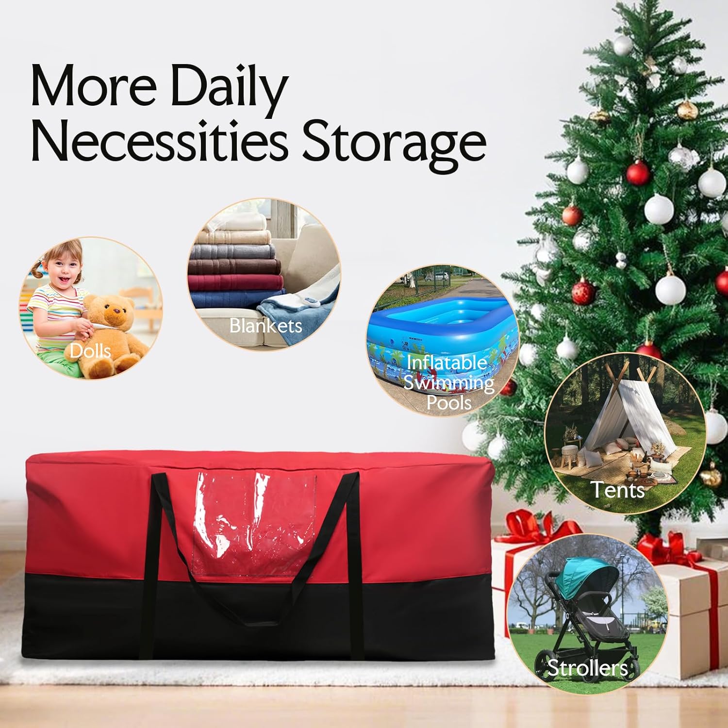 Skiennix Christmas Tree Storage Bag - Fits Up to 8 Ft Tall Trees | Heavy-Duty 600D Oxford Material with Reinforced Handles & Dual Zipper