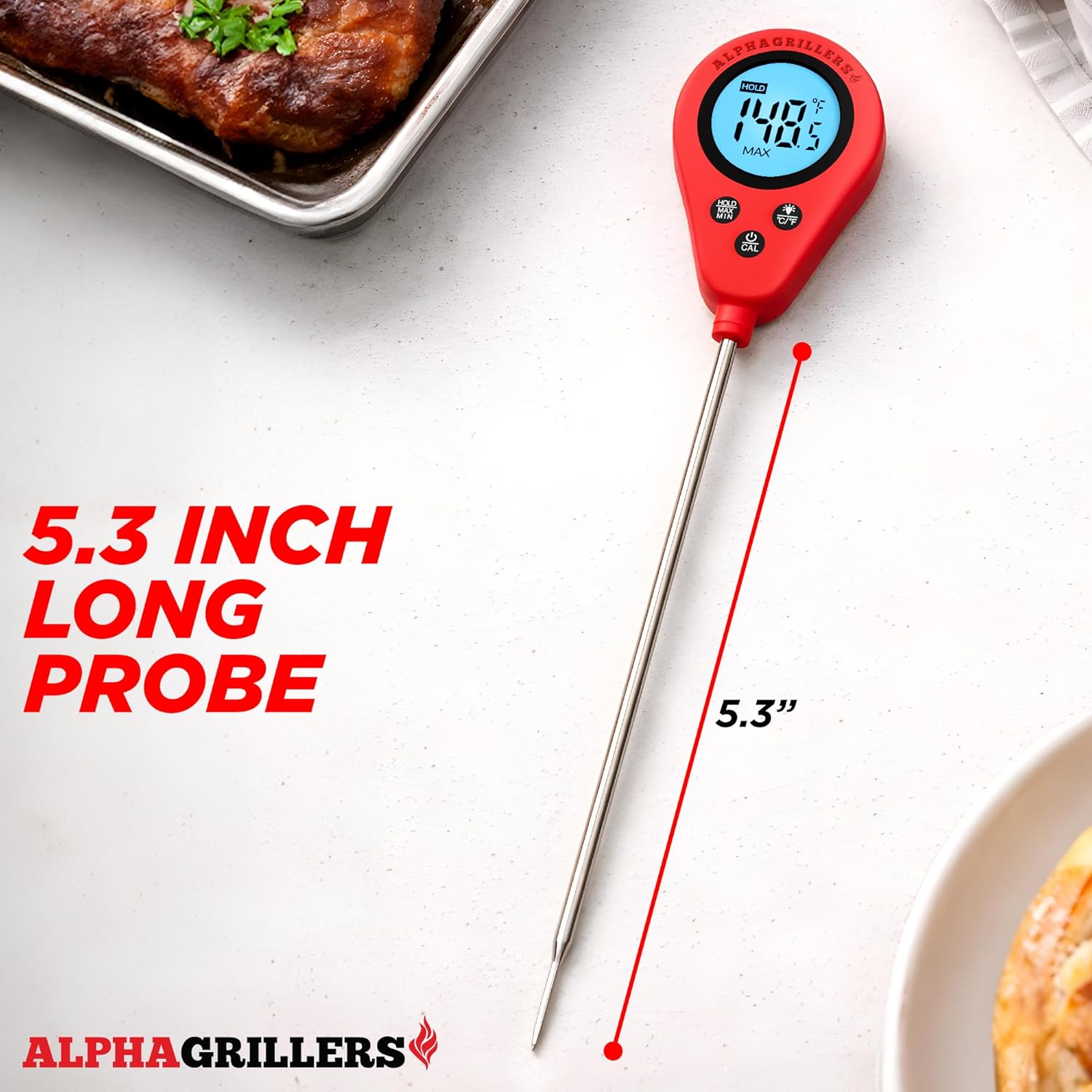 Alpha Grillers Instant Read Meat Thermometer - Digital Cooking Thermometer for Perfectly Cooked Meat | Fast Probe Design