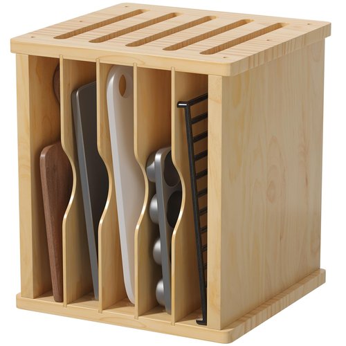 tonchean Wooden Cabinet Tray Dividers 6 Tier Baking Cookie Sheet Organizer Kitchen Vertical Tray Divider Organizer for Pots, Cutting Board, Pans, Kitchen Organizers and Storage