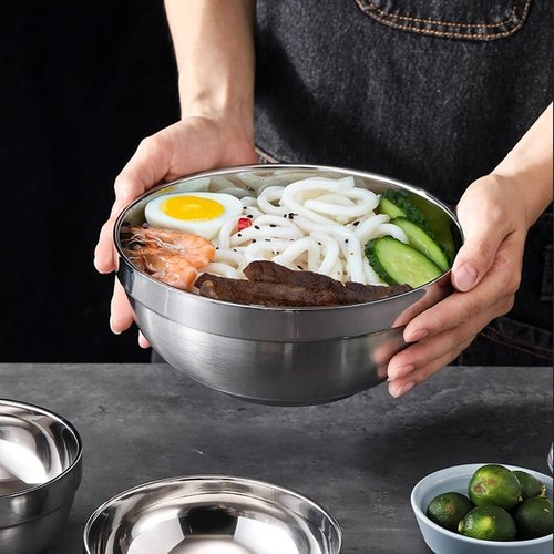 Yanglonghui Heat Insulated Stainless Steel Bowls, SUS 304, Double Walled Multipurpose, Perfect Snack Bowls for Serving Ice Cream or Hot Soup, Cereal, Rice, Noodles, Salad (2, 50 ounces)
