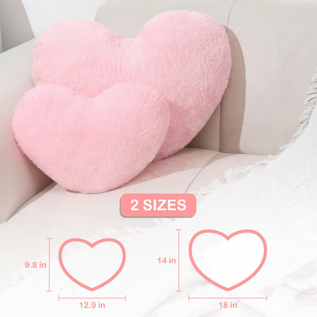 Mepherl Red Heart Pillow,Soft Heart Shaped Pillow with Faux Rabbit Fur for Bed Sofa Couch Home Decor,Cute Heart Shaped Throw Pillows for Girls Women Valentine (mini - 12.9" x 9.8")