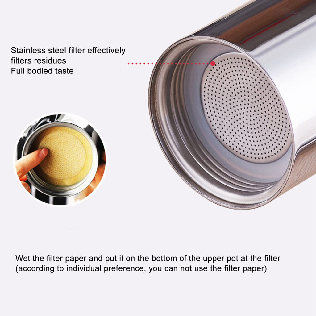 ASHATA Stovetop Maker, Coffee Maker, Induction Heating Pot Stovetop Coffee Maker, Stainless Steel Italian Coffee Machine for Home (500ml)