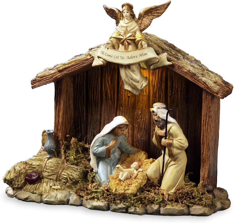 San Francisco Music Box Company Nativity Stable - Holy Family Figurine | Beautifully Crafted Decor