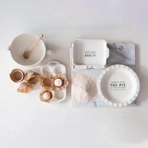 Creative Co-Op, White Round Stoneware Pie Dish, Medium