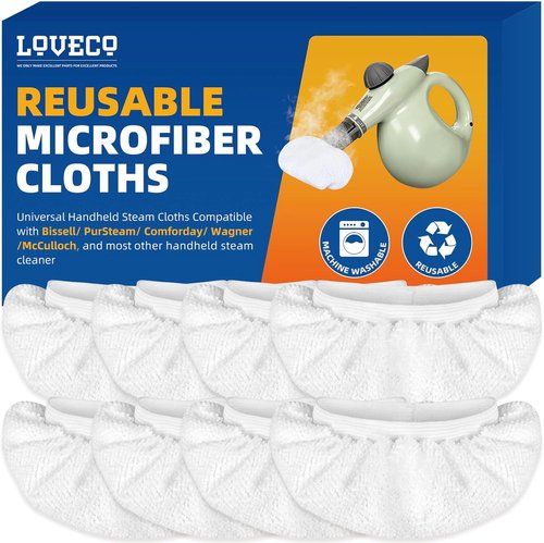 LOVECO Microfiber Cloths - 8 Pack for Handheld Steam Cleaners | Compatible with Bissell, PurSteam & Wagner