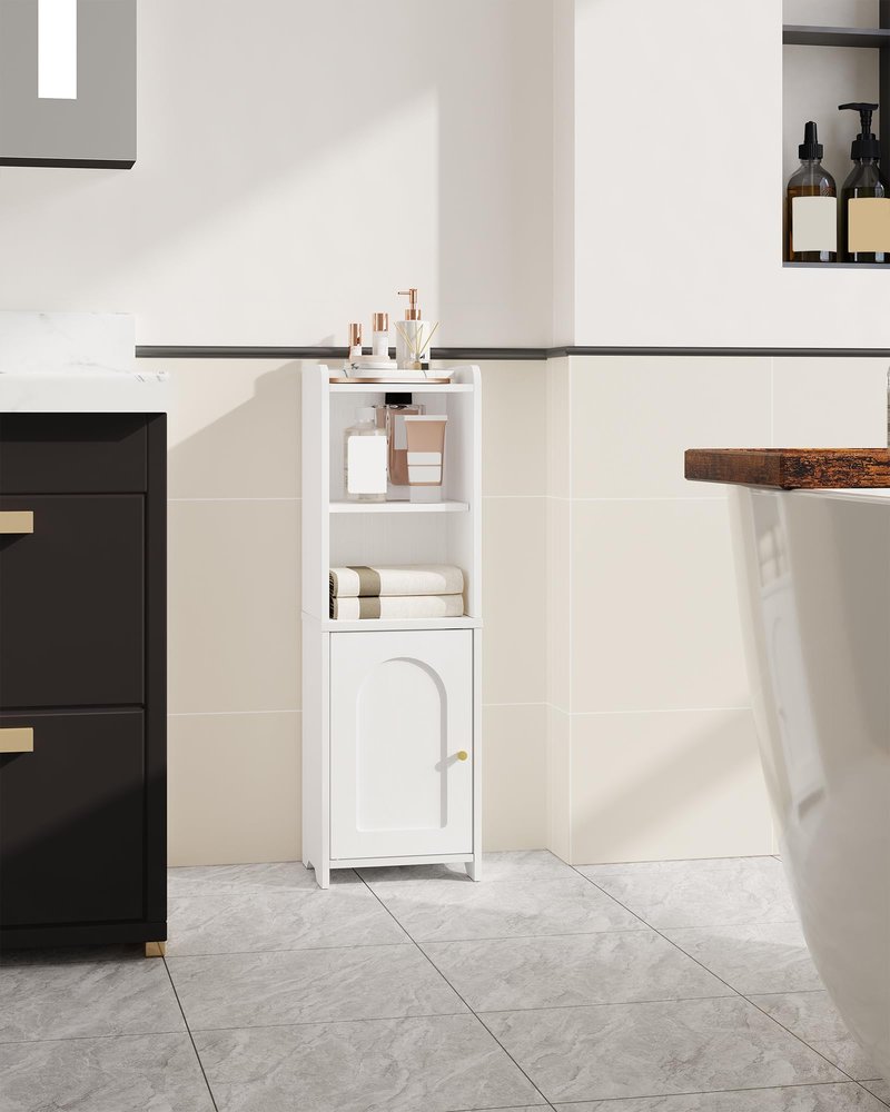 Hzuaneri Bathroom Storage Cabinet, Corner Floor Cabinet with Doors and Adjustable Shelf, Narrow Toilet Paper Cabinets, Bathroom Organizer for Small Spaces, White BC39713X