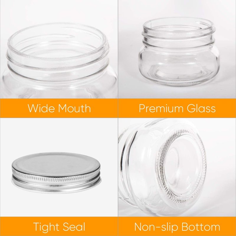 Accguan Mini Mason Jars,glass jar 4OZ With Lids（Silver,Ideal for Jam,Honey,Wedding Favors,Shower Favors,40 PACK