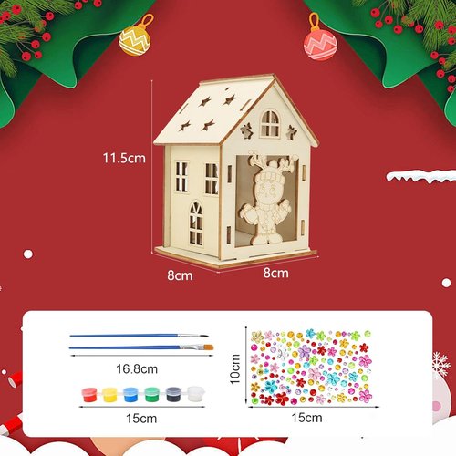 Fennoral 14-Pack Wooden Gingerbread House Craft Kit - DIY 3D Christmas Decorations for Kids