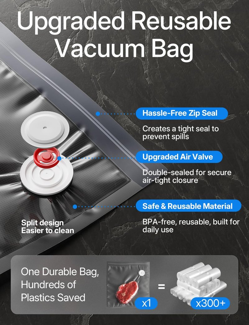 AMAZING FLOWER Vacuum Sealer for Food with Visible Water Tank, Portable Handheld Vacuum Sealer Machine, Cordless Compact Sealer with 30 Reusable Vacuum Bags for Fresh & Save Meal Prep