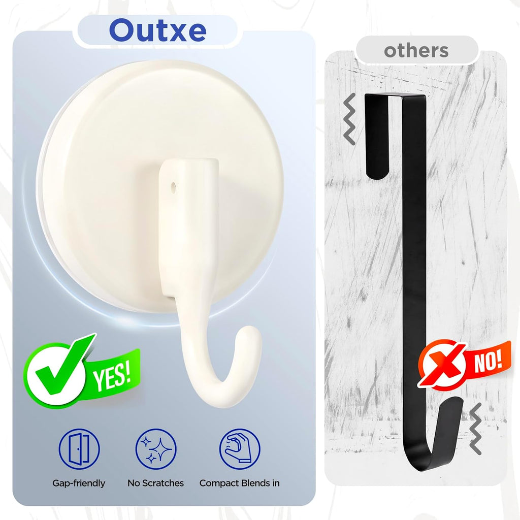 OUTXE Wreath Hanger - Upgraded Suction Cup Hook for Front Door & Windows | 4-Pack, White