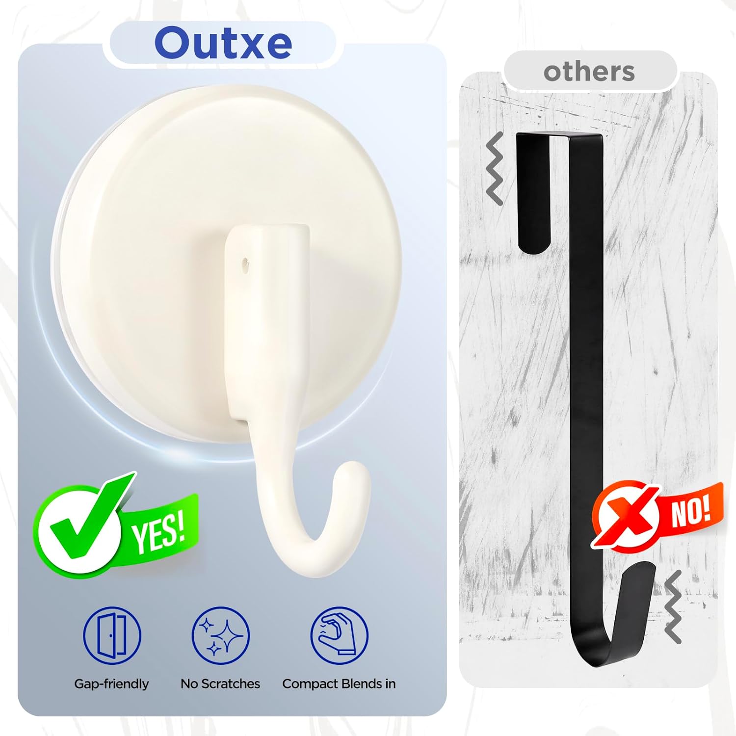 OUTXE Wreath Hanger - Upgraded Suction Cup Hook for Front Door & Windows | 4-Pack, White