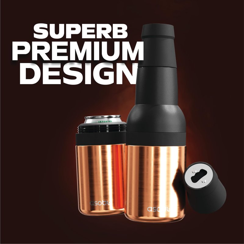 Asobu Frosty Beer Holder 2 Go Vacuum Insulated Double Walled Stainless Steel Beer Can and Bottle Cooler with Beer Opener, Bpa Free, Fits Standard 12oz Bottles & Cans, Gift for Beer Lovers