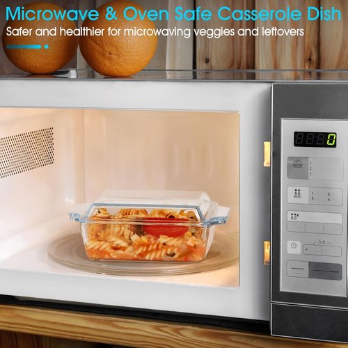 Glass Casserole Dish Set by [Brand Name] - Oven Safe Rectangular Mini Baking Dish with Lid | 5.7in x 7in