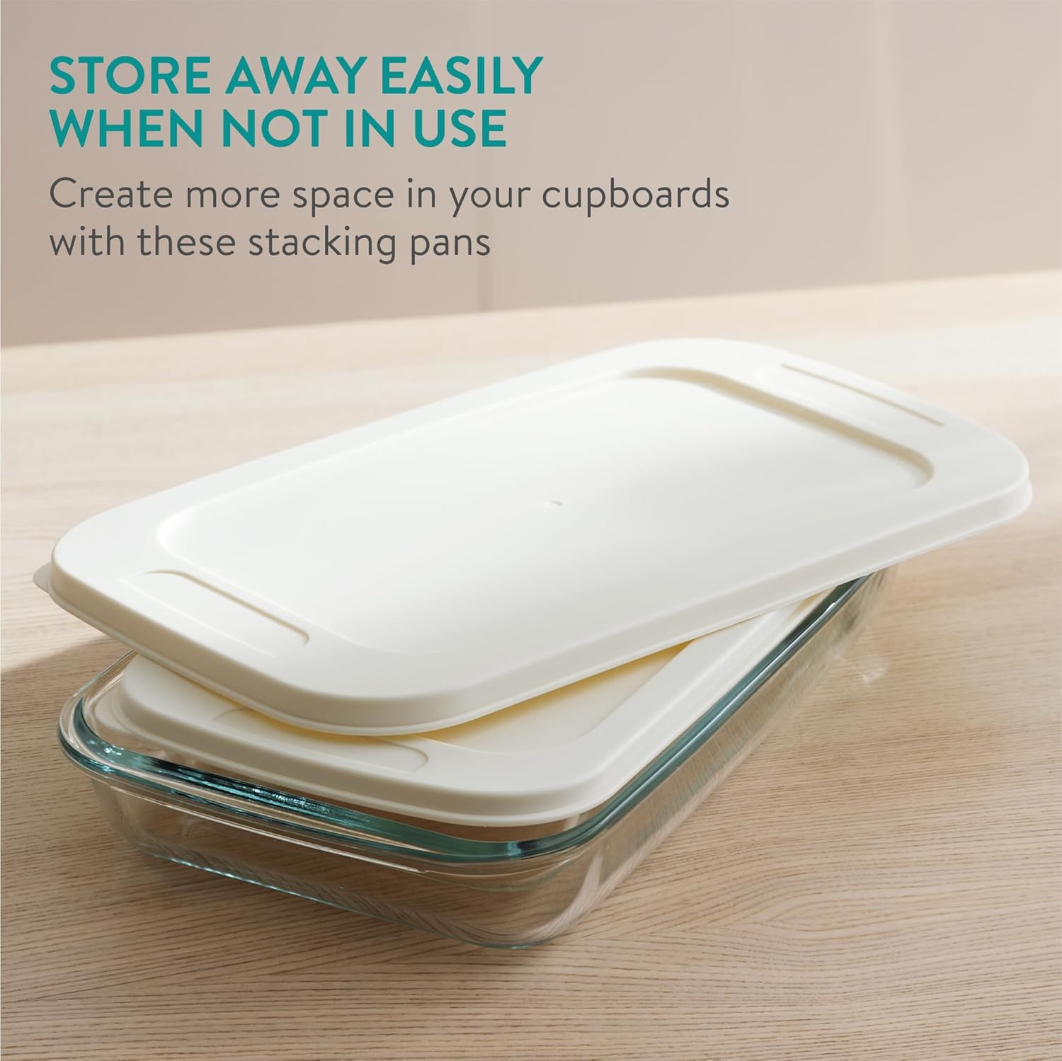 Navaris Glass Baking Dish Set - 4-Piece Casserole Dishes with Lids | 1.7qt & 2.3qt Bakeware for Lasagna & Leftovers