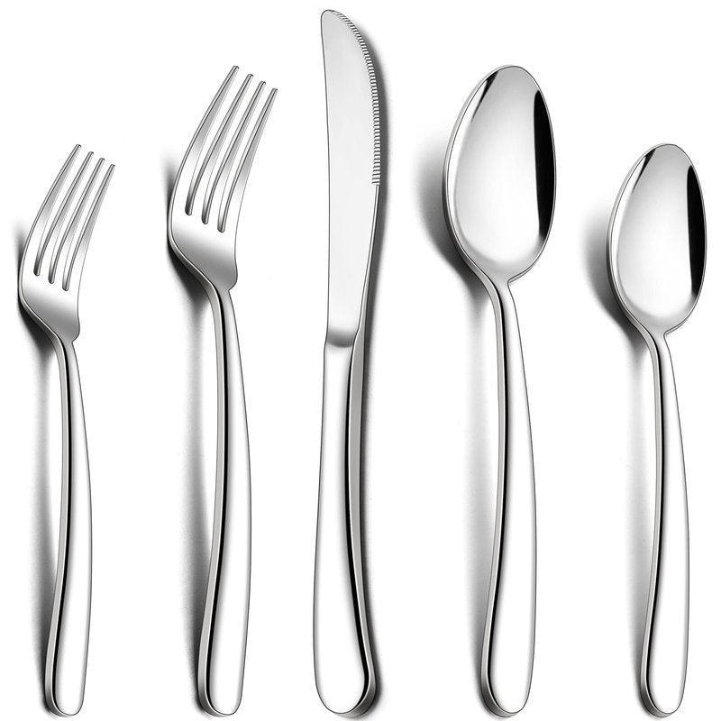 Herogo Heavy Duty Stainless Steel Silverware Set, 40-Piece Fancy Flatware Cutlery Set for 8, Modern Tableware for Home Restaurant Wedding, Heavy Eating Utensils, Mirror Polished, Dishwasher Safe