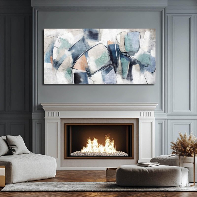 VAYIMDH Blue Pictures Wall Decor Abstract Wall Art Modern Artwork for Business Lobby Pink Wall Pictures for Wall 24x48 In