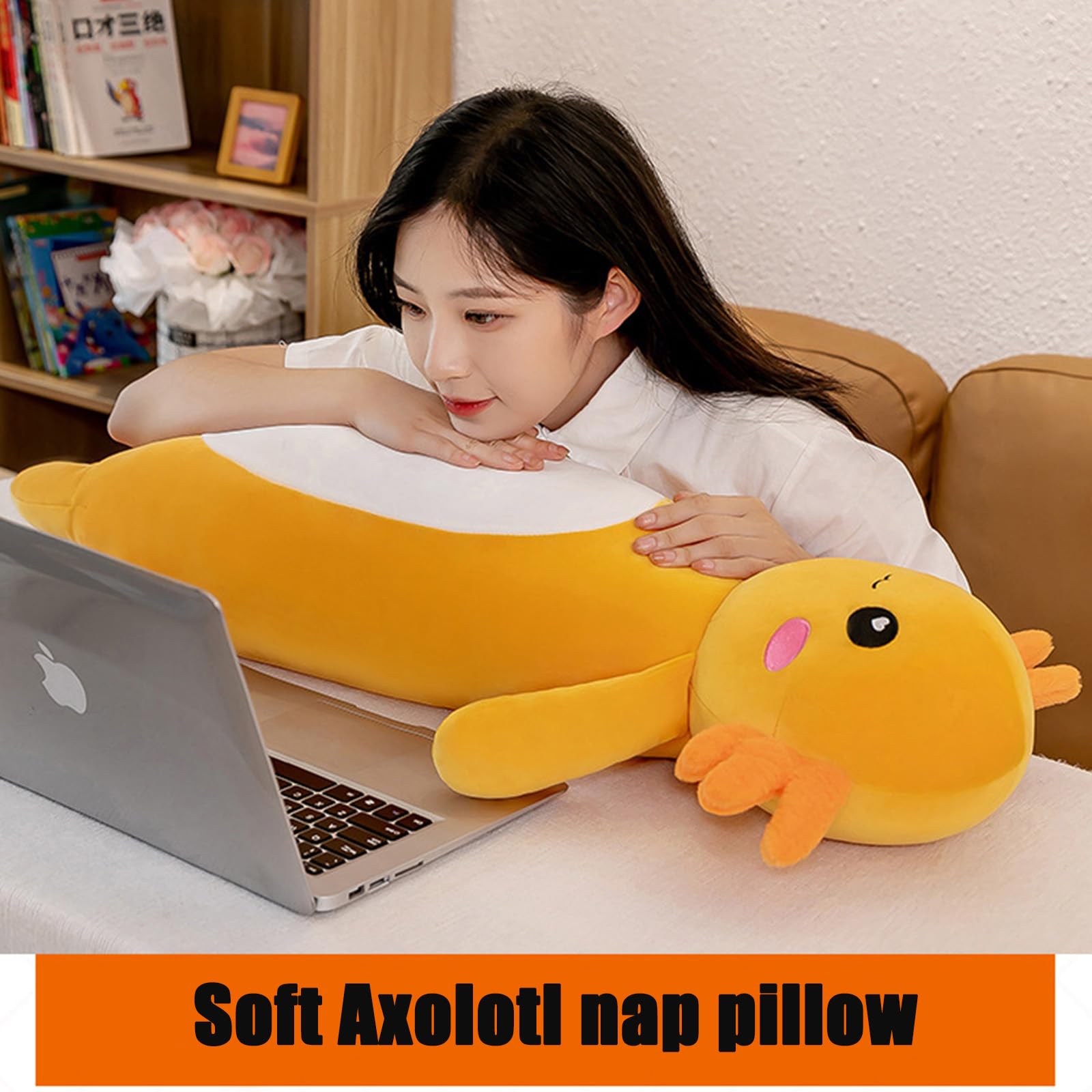 Somao Long Axolotl Plush Pillow, Cute Axolotl Stuffed Animal Body Plush Soft Plushies Doll Toy for Girls Boys(65cm/25.5inch,Pink)