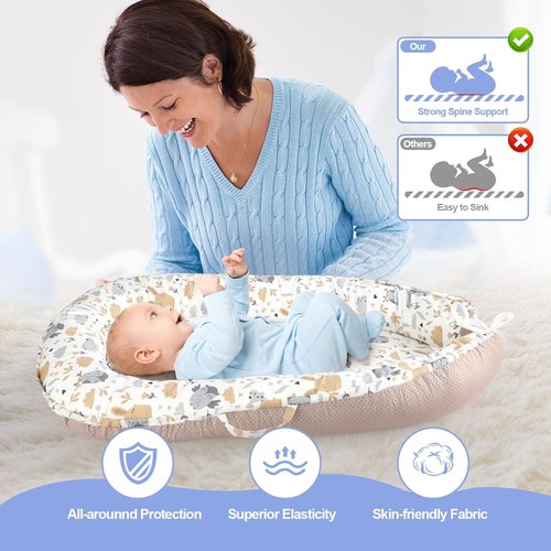 Hoot Portable Baby Lounger - Infant Nest for Newborns 0-24 Months | Ideal for Travel & Crib Use