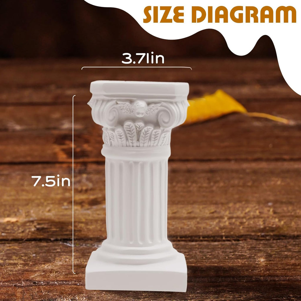 Saihisday White Roman Pillar Candle Holders - Mini Greek Columns for Wedding & Home Decor | 3.9" D x 7.5" H