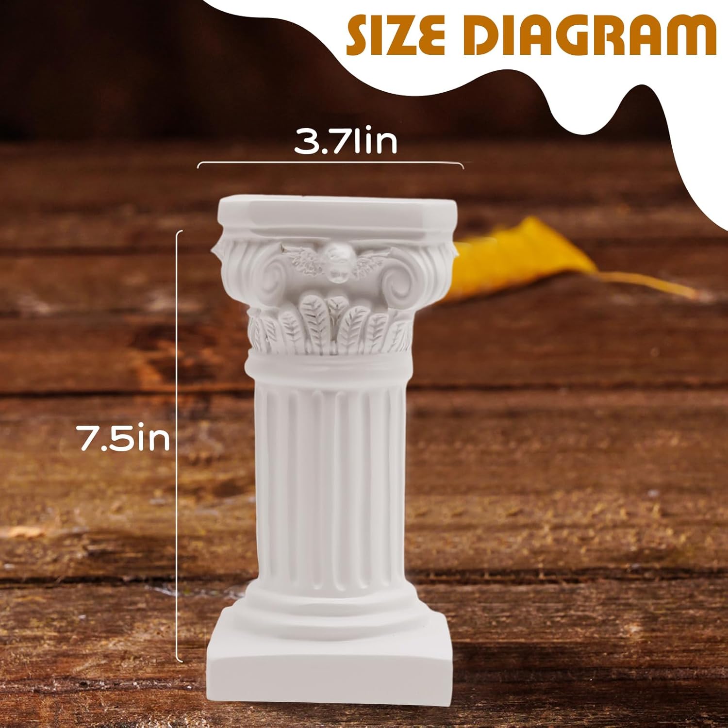 Saihisday White Roman Pillar Candle Holders - Mini Greek Columns for Wedding & Home Decor | 3.9" D x 7.5" H